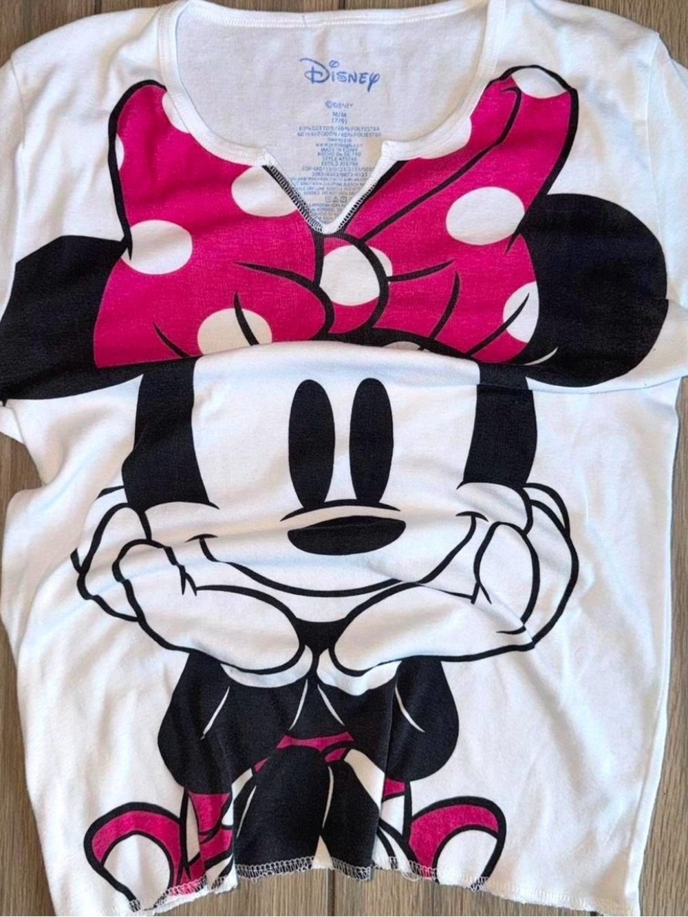 Disney Pink and White Minnie Mouse Polka Dot Tee
